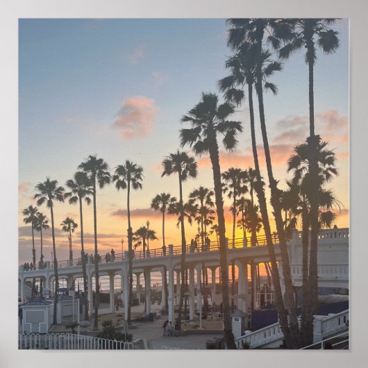 Oranje en Gele Zonsondergang Oceanside Californië Poster (Voorkant)