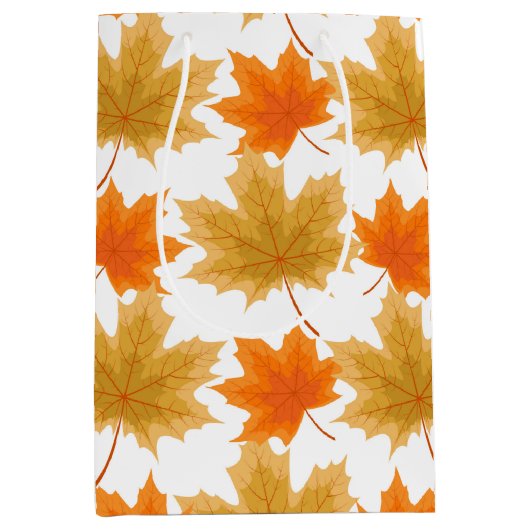 ORANJE EN GOLD AUTUMN VERLATEN MEDIUM CADEAUZAKJE (Voorkant)