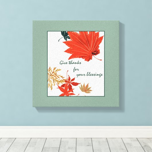  Oranje en goudbladeren geven Bedankt Canvas (Insitu (Houten vloer))