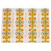 Oranje en gouden Gelukkig Thanksgiving Groot Cadeauzakje (Voorkant)