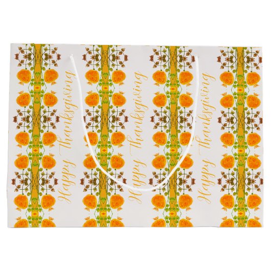 Oranje en gouden Gelukkig Thanksgiving Groot Cadeauzakje (Achterkant)