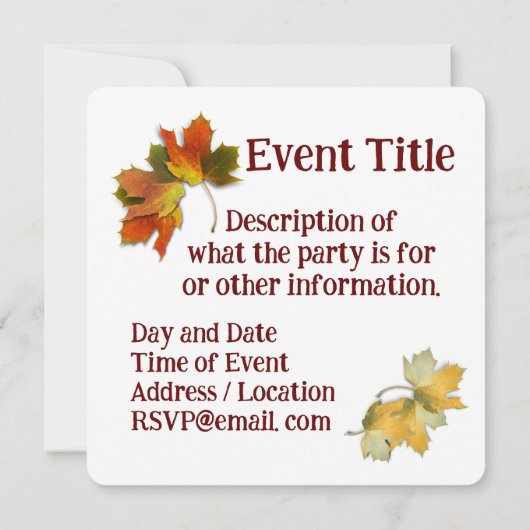 Oranje en gouden herfst kaart (Achterkant)