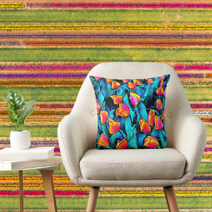 Oranje en gouden kunstTulpen Kussen