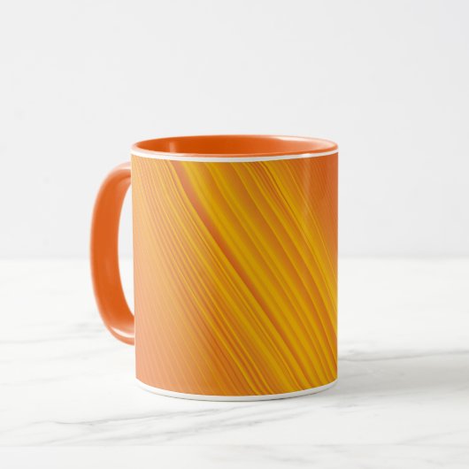 Oranje en goudgeel verloopdesign mok (Voorkant links)