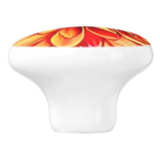 Oranje en goudgele asterbloem keramische knop (Zijkant)