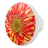 Oranje en goudgele asterbloem keramische knop (Rechts)