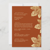 Oranje en goudhoudend leder in één bruiloft kaart (Achterkant)