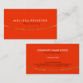 Oranje en goudmatig geometrisch ontwerp visitekaartje (Voorkant / Achterkant)