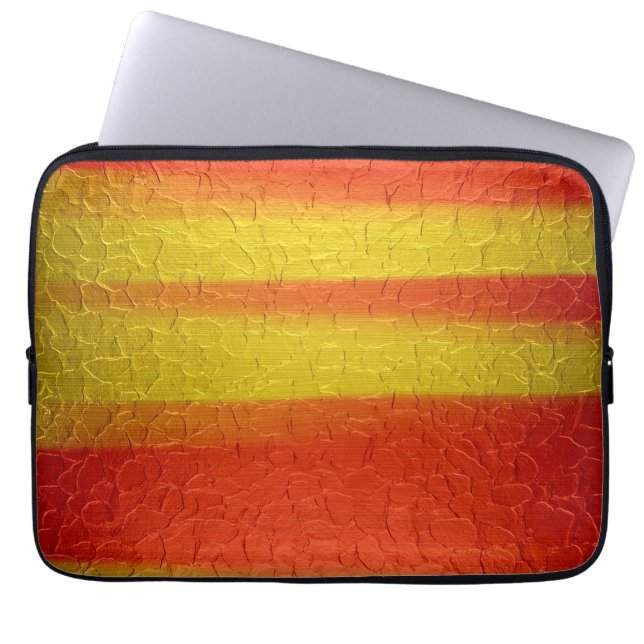 Oranje en goudstaal laptop sleeve (Voorkant)