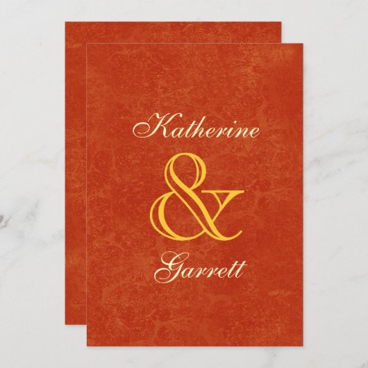 Oranje en goudvormig huwelijk A026 Kaart (Voorkant / Achterkant)