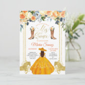 Oranje en goudWesterne Charra Mis Quince Invitati Kaart (Staand voorkant)
