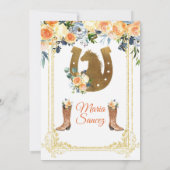 Oranje en goudWesterne Charra Mis Quince Invitati Kaart (Achterkant)