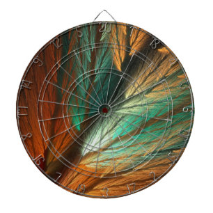 Oranje en Gree Abstact Feather Fractal Dart Board Dartbord