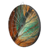 Oranje en Gree Abstact Feather Fractal Dart Board Dartbord (Voorkant Rechts)