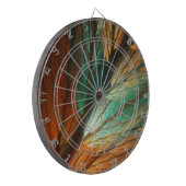 Oranje en Gree Abstact Feather Fractal Dart Board Dartbord (Voorkant Links)