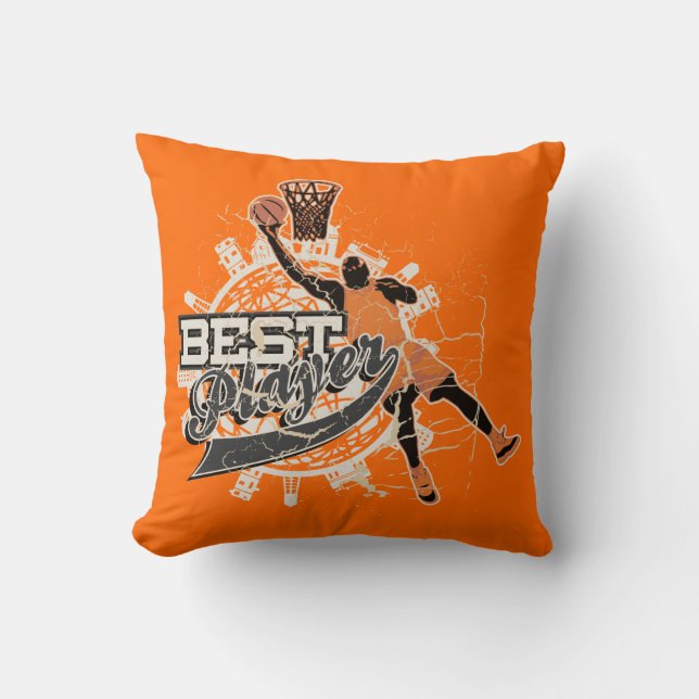 Oranje en grijs Basketball American MOJO Pillow Kussen (Voorkant)