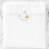 Oranje en grijs Damask Envelope Seal Ronde Sticker (Tas)