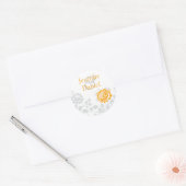 Oranje en grijs Damask Envelope Seal Ronde Sticker (Envelop)