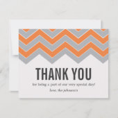 Oranje en grijs design bruiloft bedankkaart (Voorkant)