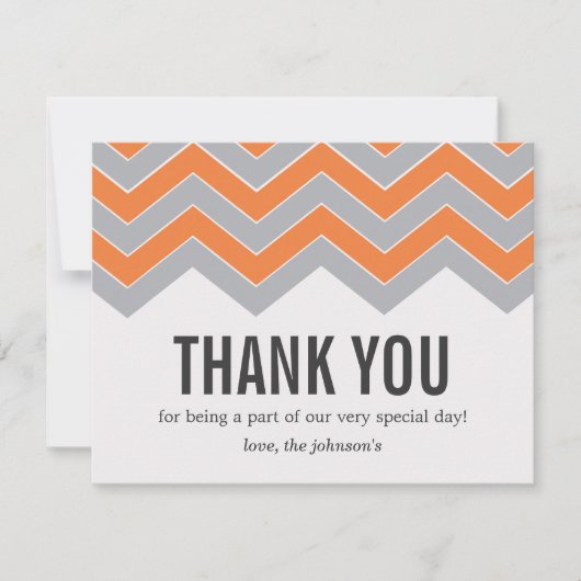Oranje en grijs design bruiloft bedankkaart (Voorkant)