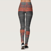 Oranje en grijs kruispunt leggings (Achterkant)
