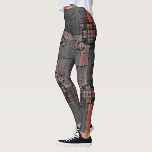 Oranje en grijs kruispunt leggings (Links)