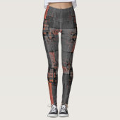 Oranje en grijs kruispunt leggings (Voorkant)