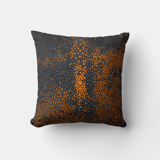 Oranje en grijs Shagreen Kussen (Voorkant)
