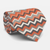 Oranje en grijs zigzag patroon stropdas (Opgerold)