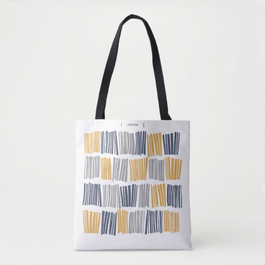 Oranje en grijze abstracte lijnen tote tas (Voorkant)