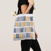 Oranje en grijze abstracte lijnen tote tas (Dichtbij)