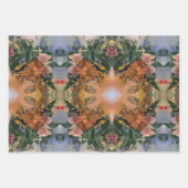 Oranje en grijze bloemenkunst en doodles inpakpapier vel (Voorkant 2)