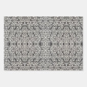 Oranje en grijze bloemenkunst en doodles inpakpapier vel (Voorkant)