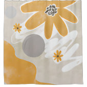 Oranje en grijze bloemenminimalistische kunst douchegordijn (Voorkant)
