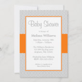 Oranje en grijze Chevron Baby Shower Invitaties Kaart (Voorkant)