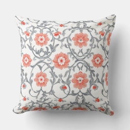 Oranje en Grijze Chinoiserie Bloemen Kussen