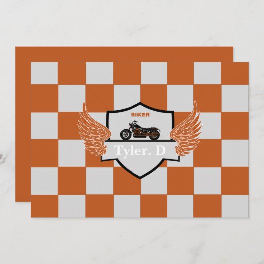 Oranje en grijze controleur en motorfiets aankondiging (Voorkant / Achterkant)