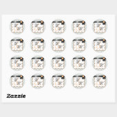 Oranje en grijze Damask dubbelmonogram Stickers (Vel)