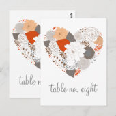 Oranje en grijze hartbloemen Tabelnummer Briefkaar Briefkaart (Voorkant / Achterkant)