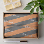 Oranje en grijze ringstrepen met aangepaste naam tissuepapier (Geschenk)