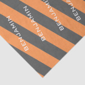 Oranje en grijze ringstrepen met aangepaste naam tissuepapier (Detail)