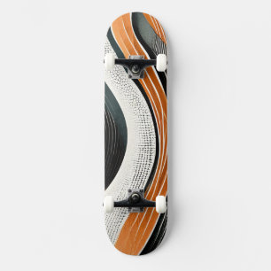Oranje en grijze rondingen met texturen persoonlijk skateboard