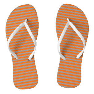 Oranje en grijze vintage dunne strepen teenslippers