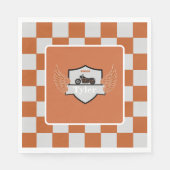 Oranje en grijze vleugels ingecheckt en motorrijwi servet (Voorkant)