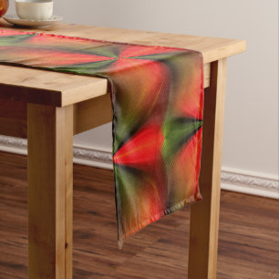 Oranje en Groen Abstract Patroon 2 Korte Tafelloper