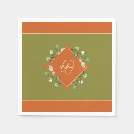 Oranje en groen gecongrammeerd papier met valleien servet (Voorkant)