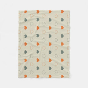 Oranje en Groen Hart Rasterpatroon Fleece Deken