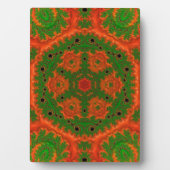 Oranje en groen Kaleidoscope Tabletop Plaque Fotoplaat (voorkant)