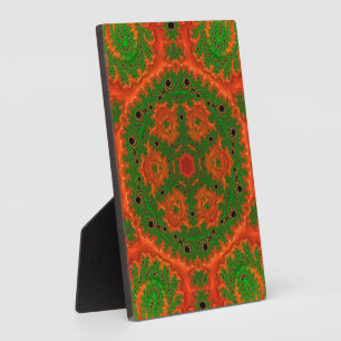 Oranje en groen Kaleidoscope Tabletop Plaque Fotoplaat