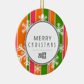 Oranje en groen kerstcadeau keramisch ornament (Rechts)